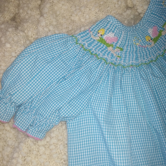 Blue Gingham Kids Casual Dress - Picture 4 of 6